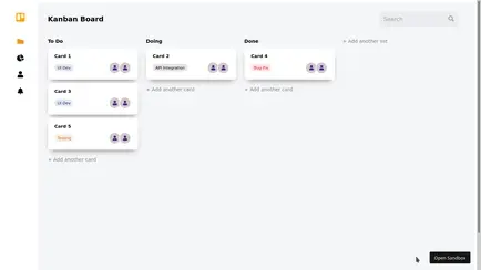 Kanban board card drag and drop